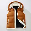 Jaqueta colete casual de algodão da moda para jovens de inverno com capuz, colete acolchoado, colete casual transfronteiriço