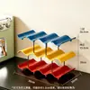 Estante de Almacenamiento para Tazas, Soporte de Escritorio para Vasos de Agua, Soporte para Tazas de Café de Barra, Estante de Almacenamiento Multicapa Ondulado de Color Contrastante