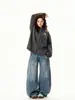 Suéter Cardigan Bordado Divertido de Dibujos Animados Estilo Retro Americano para Mujer, Nuevo Estilo Otoño, Chaqueta de Punto Holgada Casual Perezosa, Moderna