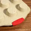 Molde para pastel de acero al carbono esmaltado cerámico transfronterizo con puntos de silicona, molde redondo para 12 muffins para tartas de huevo, pasteles y pudines