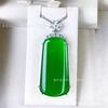 Calcedonia Verde Natural Colgante Marca Ping An No-matter Plateado con Jade Color Esmeralda Verde Imperial Tarjeta Net Red Marca Ping An