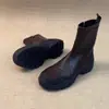 Botas Martin de Suela Gruesa con Cremallera Lateral Otoño/Invierno 2026 para Mujer, Botas Ajustadas Elásticas Negras, Botines Antideslizantes para Motocicleta que Aumentan la Altura para Mujer
