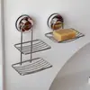 Portajabón de Ventosa sin Taladro, Jabonera Doble Capa de Acero Inoxidable para Montar en Pared, Diseño Hueco para Prevenir la Acumulación de Agua