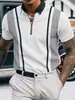 2026 modelo de comercio exterior versátil color bloqueado raya vertical transpirable casual con cremallera polo de manga corta