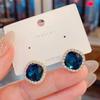 Pendientes de plata s925 con cristales azules de alta calidad, elegantes y combinables, estilo coreano, para mujer, 2022.