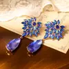 Brincos de Flor em Metal Estilo Europeu e Americano com Cristais Cruzados, Splicing, Leve Luxo, High-End, Moda Versátil, Personalizados, Atacado