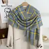 Novo Lenço Xadrez Macio Coreano Casual Versátil Simples Quente Cachecol de Pescoço Atmosfera de Outono e Inverno Xale da Moda