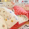 Hellokitty Sanrio Gato Kt Dibujo Animado Juego de Tres o Cuatro Piezas de Algodón Puro Lindo Dibujo Animado Juego de Funda Nórdica de Algodón Amigable con la Piel