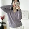 Cárdigan fino de lana de punto cruzado con cuello en V para mujer, chaqueta de punto casual de otoño, prenda exterior adelgazante y versátil