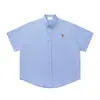 Camisa de Algodón con Bordado de Corazón Pequeño Transfronterizo de Comercio Exterior para Hombres y Mujeres, Top Casual de Manga Larga a Cuadros y Rayas de Colores con Cuello de Solapa