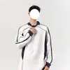 Sudadera con cuello de bloques de color de marca de moda estilo americano para hombre, top casual de retazos de manga larga de nicho de la alta calle de otoño, jersey casual para parejas