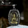 Guerrero de Acero nuevo collar de vidrio de acero inoxidable comercio exterior retro colgante de acero de titanio de Guanyin Bodhisattva al por mayor