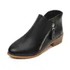 Botas Martin Transfronterizas Europeas y Americanas Botines Cortos de Piel Otoño Cremallera Lateral Comercio Exterior Con Tallas Grandes Estilo Europeo y Americano Bajo Plataforma Gruesa Venta al por Mayor Tallas Grandes