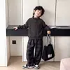 Conjunto de suéter e calça xadrez para meninos, primavera e outono, estilo coreano, conjunto de duas peças moderno e estiloso para crianças, adequado para crianças pequenas e médias, para exportação transfronteiriça