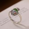 Anillo de plata de ley S925 jade Hetian jaspe año tiene pez diseño de nicho personalidad de niña anillo anillo