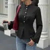Nueva camisa de rayas para mujer de otoño e invierno para el trabajo y los desplazamientos, de manga larga, moda transfronteriza europea y americana, camisa de mujer que ciñe la cintura