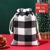 2023 Novo Conjunto de Saco de Presente de Natal Decoração de Presente de Natal Saco de Embalagem de Natal Xadrez Pacote de Algodão Bolso