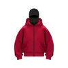 Nuevo cárdigan transfronterizo, sudadera con capucha doble y máscara con cremallera, diseño liso DIY, sudadera con capucha unisex de otoño e invierno para pareja, con cremallera para hombre
