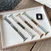 Pulseira de Metal com Pérolas e Diamantes em Aço Inoxidável Adequada para Apple Watch iWatch 11ª Geração 10/9876Ultra/Se