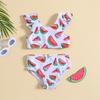 Traje de baño de dos piezas dividido para niñas pequeñas de comercio exterior con estampado de sandía y estrella de cinco puntas para playa