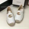Versión Alta G Casa Bordado Estampado Zapatos de Pescador Otoño 2024 Suela de Goma Tejida Piel Boca Baja Casual Zapatos para Mujer