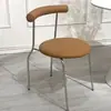 Silla de cuerno de arte de hierro nórdico, silla de comedor para el hogar, silla de maquillaje simple con respaldo, silla de escritorio, silla redonda pequeña informal de moda con cojín suave