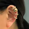 Pendientes de Clip para Oreja sin Perforación de Doble Capa con Forma de U, Incrustados con Diamantes, de Línea Simple, Superventas Transfronterizos Europeos y Americanos, Juego de 5 Piezas