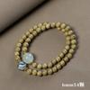 Pulsera de Doble Círculo de Sándalo para Mujer DIY Diseño Nicho Sombrío con Pulsera Bodhi Verde Cuentas de Buda para Pareja Juego