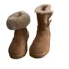 Edición Lancui~Botas de nieve gruesas, a la moda y versátiles para mujer, gamuza retro con hebilla, uso bidireccional, cálidas botas de algodón con forro grueso de felpa