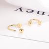 Pendientes con forma de U con diseño de orejas, diseño de orejas, con superficie de paisaje frío, con tornillo, para mujer, con personalidad esmerilada, de doble cabeza, con cuentas redondas y temperamento de red.