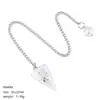 Colgante de Péndulo de Cristal Natural Transfronterizo, Columna Hexagonal Tallada en Piedra Natural, Accesorio de Yoga, Péndulo de Amatista de Frecuencia Ajustable