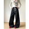 Jeans Vintage de Lunares con Cordón para Hombres y Mujeres, Pantalones Largos de Verano con Diseño de Nicho, Pantalones Anchos de la Calle Alta Americana