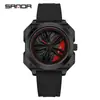 Reloj de Moda OFNS Esqueleto de Coche Rotación 360 grados Reloj para Hombre Tendencia Más Vendido Versátil para Estudiantes Reloj de Cuarzo
