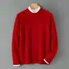 Comercio Exterior Otoño/Invierno Nuevo Suéter para Hombre 100% Lana Pura Engrosado Cuello Redondo Cálido Capa Base de Negocios Tejido Versátil