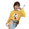 H2531 # Camiseta de Manga Corta para Niña Estilo Nuevo 2025 Algodón Puro Manga Media Niños Top Holgado Estiloso de Dibujos Animados para Niñas