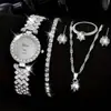 Moda transfronteriza 5 piezas traje de reloj mujeres TEMU explosivo anillo de diamante incrustado Joker ocho garras anillo de diamante joyería traje de mujer