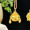 Colar Tigela de Tesouro Esmaltada Banhada a Ouro para Mulheres, Estilo Vintage, Moderno, Pingente Saco de Dinheiro Sólido Atrai-Riqueza, Atacado de Joias Meilong