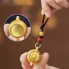 Accesorio colgante de llavero de cuenco del tesoro de estilo étnico chino con un toque decorativo metálico de alta gama