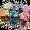 Nuevo Set de 6 Colores Espejo Gradiente Mariposa Destello Color Mixto Cáñamo Flotante Arena Movediza Lentejuela Forma Especial Joyería para Uñas de Manicura