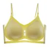 Ropa interior sin costuras de seda de hielo gelatina ultrafina, transpirable, hace que los senos grandes parezcan más pequeños, espalda bonita, cómoda para dormir, sensación fresca, sujetador tipo bandeau sin tirantes