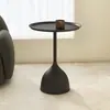 Mesa auxiliar sencilla para apartamento pequeño, mesa redonda pequeña de hierro, mesa auxiliar de sofá estilo crema, mesa de centro pequeña, mesa de noche, mesa de centro de hierro, mesa de esquina