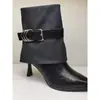 Botines de tacón de aguja de punta fina de alto valor para mujer 2026 llegada de invierno nueva hebilla de cuero botas de moda de tacón alto adelgazantes de moda botas individuales