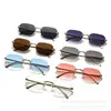 Gafas de Sol Retro Europeas con Laca de Leopardo y Templo Metálico Sin Montura para Mujer, Moda de Alta Gama, Estilo Nuevo, Gafas de Sol Transfronterizas para Hombre