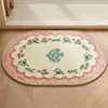 Alfombra de suelo tejida de lino estilo caricatura para baño, fácil de limpiar, antideslizante, absorbente de agua y aceite