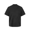 Camiseta Masculina de Verão Tendência Cinza Desconstruída Quadrada de Manga Curta Marca Design Plissado Estilo Americano Peso Pesado com Gola Pequena e Ombros Normais Meia-Mangas
