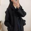 Abrigo Mao para Estudiante para Mujer Otoño Largo Medio Nuevo Abrigo para Mujer Estilo Coreano Suelto Adelgazante Grueso Hasta la Rodilla Abrigo de Lana