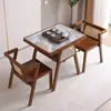 Nuevo Juego de Mesa de Té de Pizarra y Madera Maciza con Almacenamiento, Silla Pequeña para Balcón, Mesa de Ocio para Sala de Estar de Apartamento Pequeño Muebles