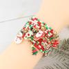 Pulseira Criativa de Férias de Natal Mais Vendida Transfronteiriça com Pingente de Sino do Papai Noel Pulseira de Duas Camadas com Contas de Arroz