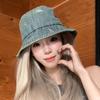 Sombrero de Pescador de Mezclilla para Mujer Primavera y Verano 2025 Nuevo Bordado de Hoja Liso Sombrero para el Sol Viaje al Aire Libre Protección Solar Sombrero Tipo Cubo para Hombre