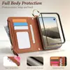 Aplicable a Funda para iPhone Duo con Tapa Hebilla Magnética Correa de Muñeca Cruzada Portatarjetas Antirrobo Bolsa con Cremallera Cubierta Protectora